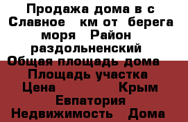 Продажа дома в с.Славное 2 км от  берега моря › Район ­ раздольненский › Общая площадь дома ­ 40 › Площадь участка ­ 6 › Цена ­ 750 000 - Крым, Евпатория Недвижимость » Дома, коттеджи, дачи продажа   . Крым,Евпатория